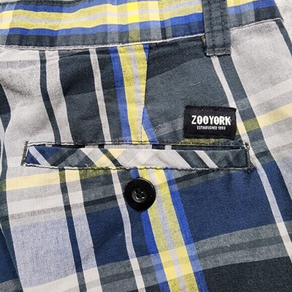 ZOO YORK Shorts Mens 32‎ Blue Yellow Black Plaid Bermuda Shorts Skater Boarding - Picture 5 of 6